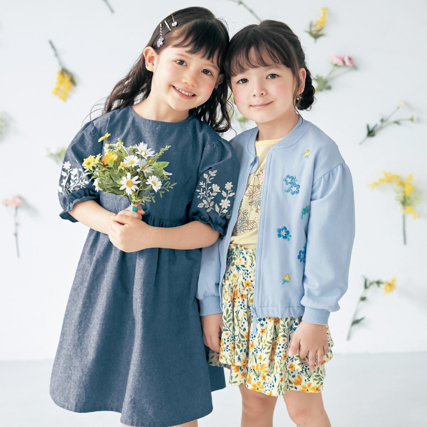 花刺繍パフスリーブワンピース 【子供服 半袖】｜通販のベルメゾンネット