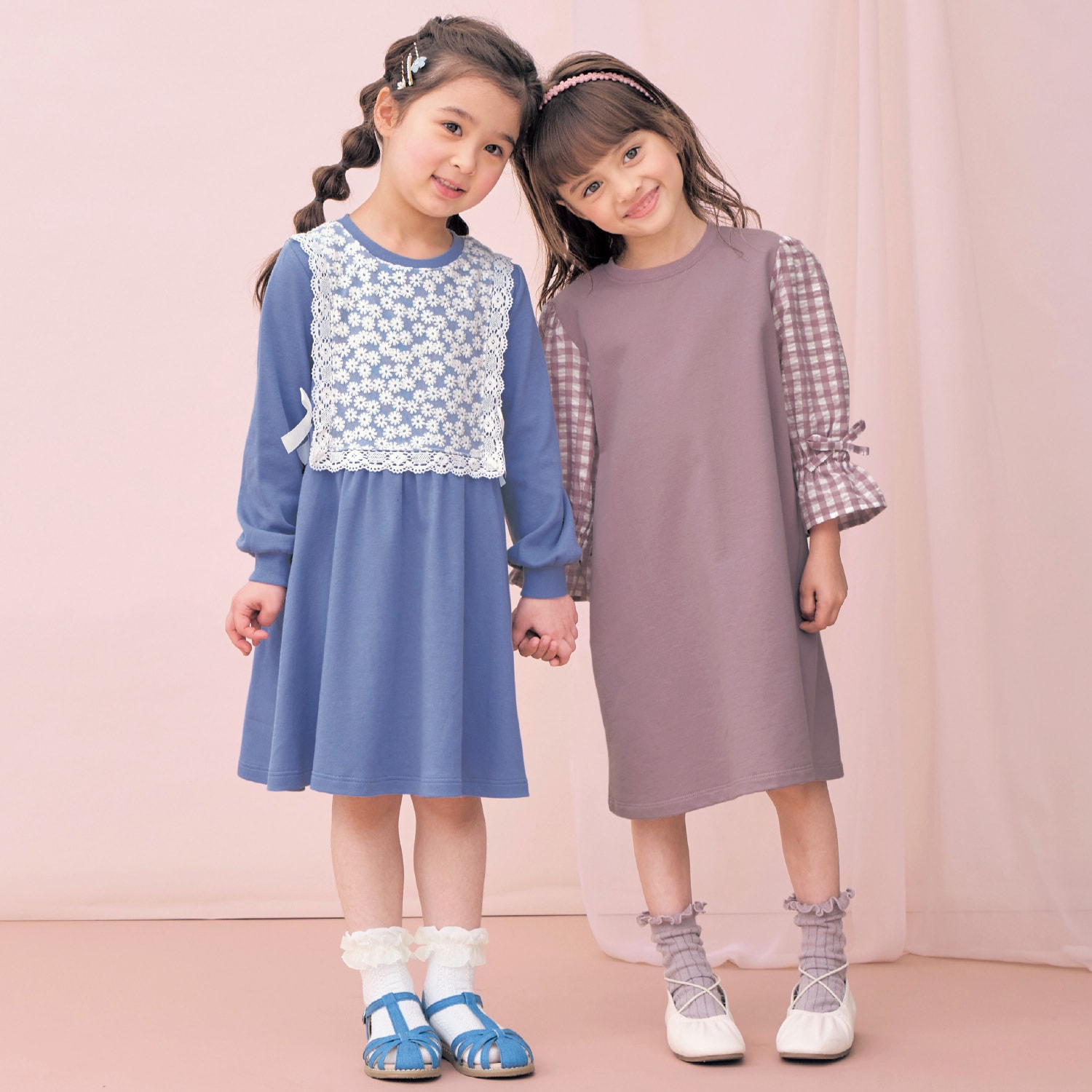 レースベストドッキング長袖ワンピース 【子供服】｜通販のベルメゾン