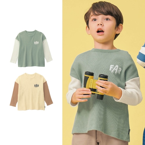 ゆるシルエットワッフル長袖Ｔシャツ 【子供服】