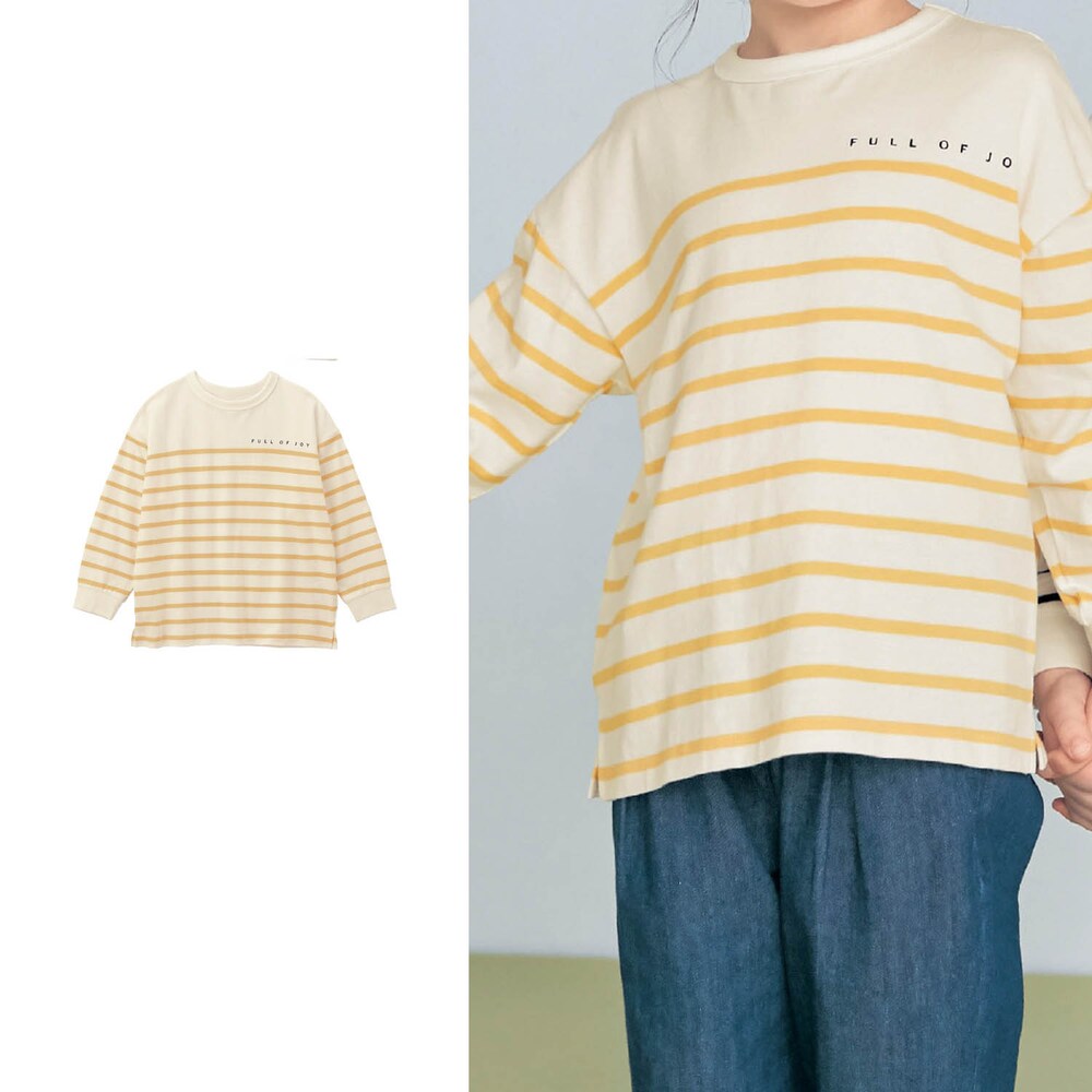 【ジータ/GITA】オーバーサイズパネルボーダー長袖Tシャツ 【子供服】
