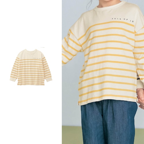 オーバーサイズパネルボーダー長袖Ｔシャツ 【子供服】