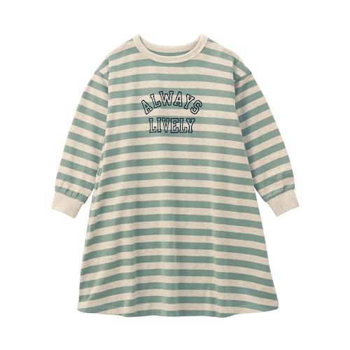 フレアシルエットボーダー長袖ワンピース 【子供服】