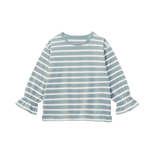 袖フリル８分袖ボーダーＴシャツ 【子供服】