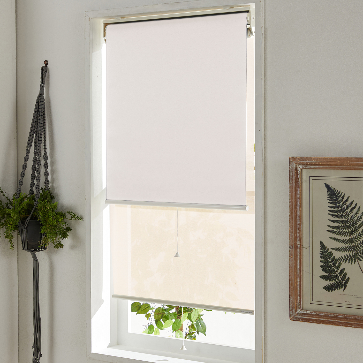 【ベルメゾン】【サイズオーダー】遮光厚地 & レースの2つの生地で使い分けできるダブルオーダーロールスクリーン