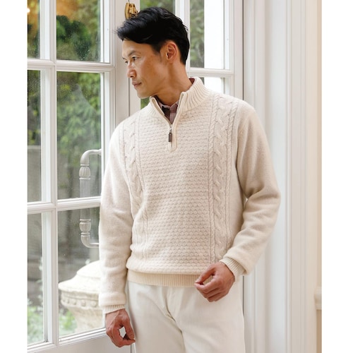 上質ウール１００％ケーブル編みセーター