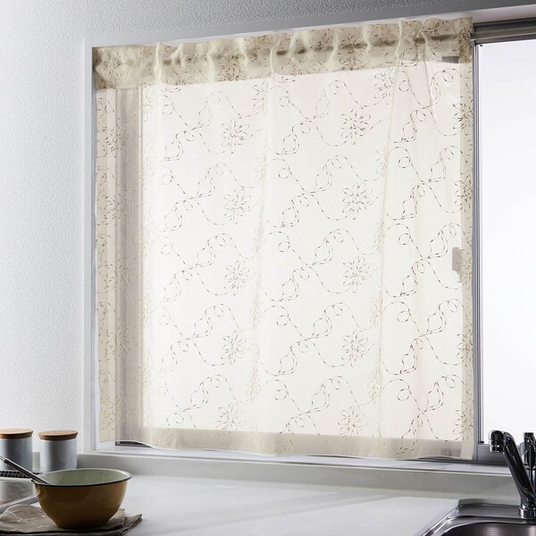 【ベルメゾン】トルコ刺繍のカフェカーテン"ガーベラデイジー"