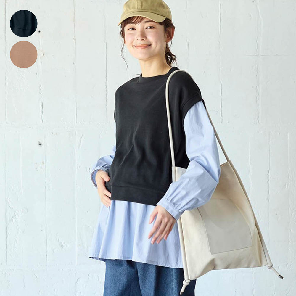 【ベルメゾン】親子でリンク授乳もできる産後サイズレイヤード風ブラウス 【長袖】