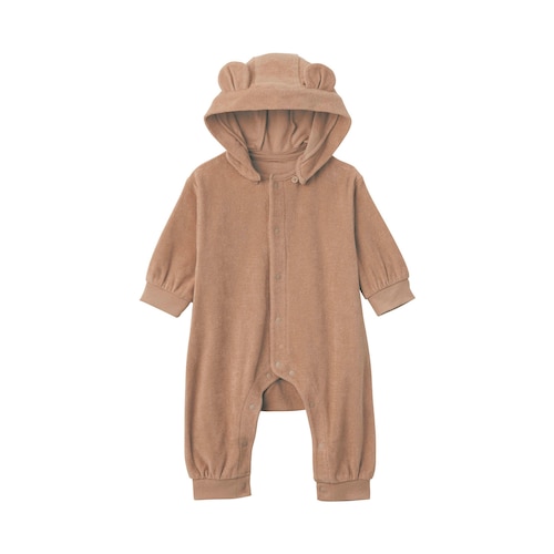 アニマルかわいいフード付き長袖前開きカエルロンパース 【ベビー服】