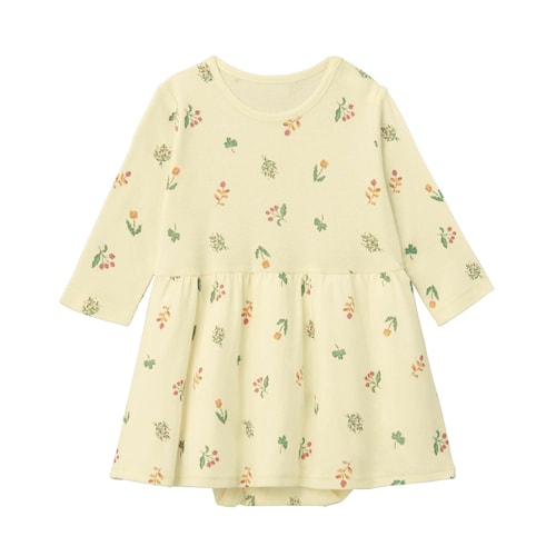 ソフのびフライススカート付き総柄長袖ボディスーツ 【ベビー服】
