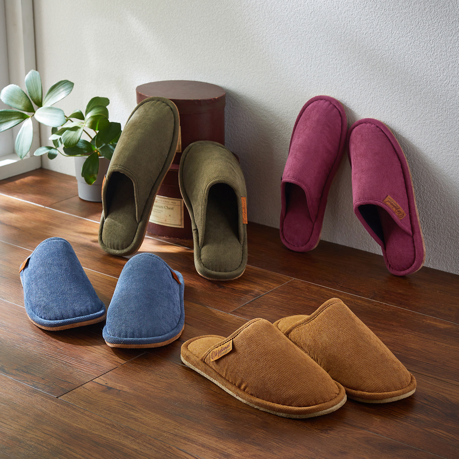 【ベルメゾン】コーデュロイ生地の洗えるおしゃれなベーシックスリッパ