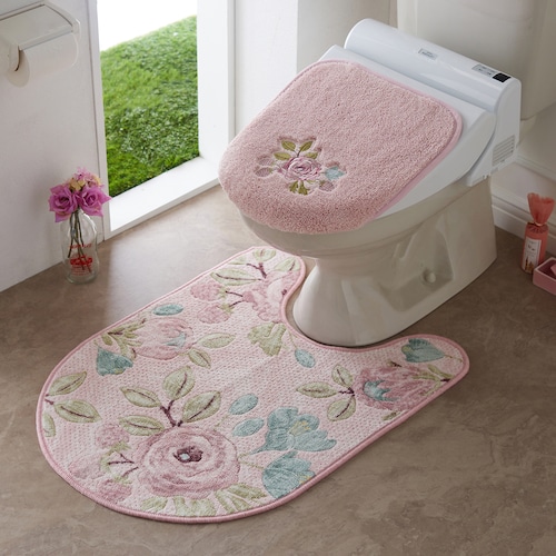 花柄のトイレマット・フタカバー（単品・セット）
