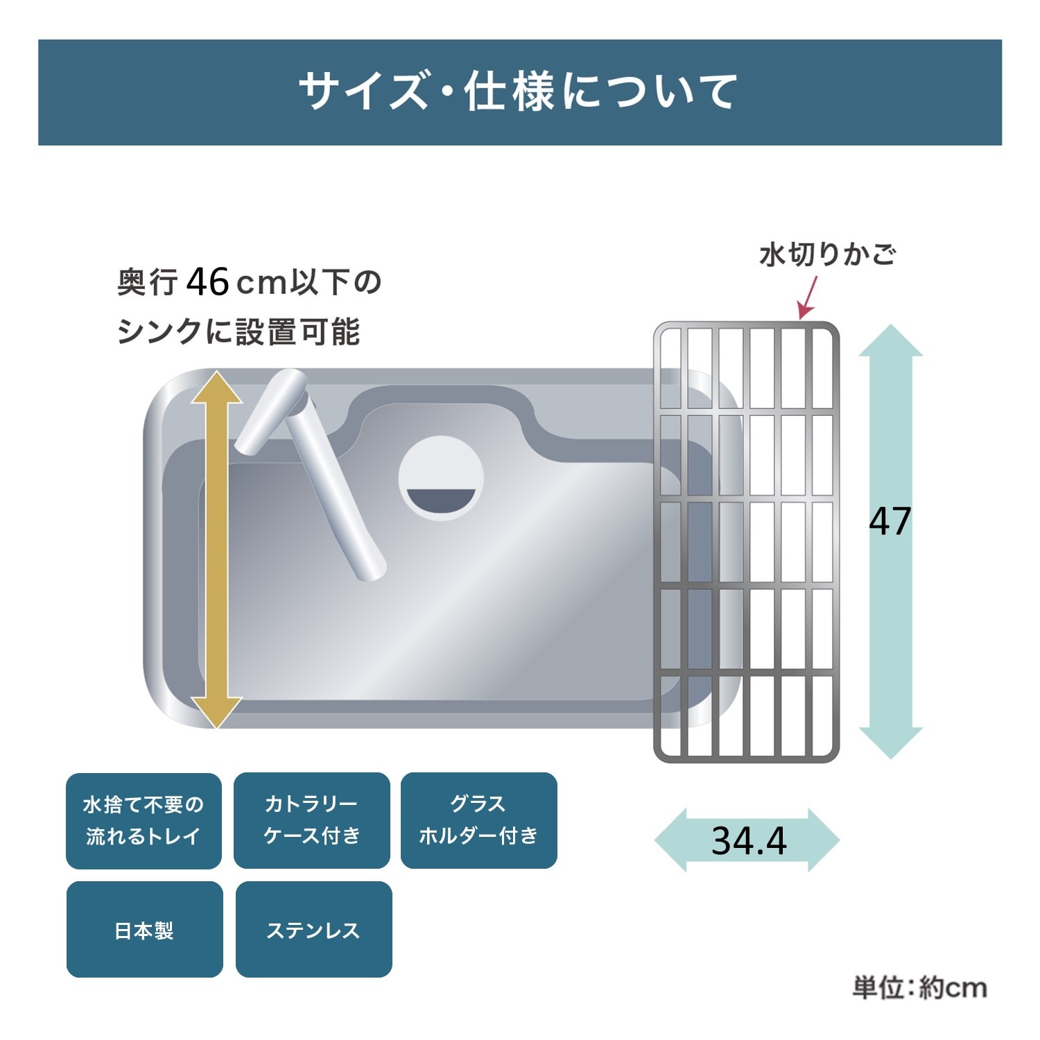 大容量で水切りが出来るステンレス水切りかご[日本製]（水切りカゴ/ラック/吸水マット）｜通販のベルメゾンネット