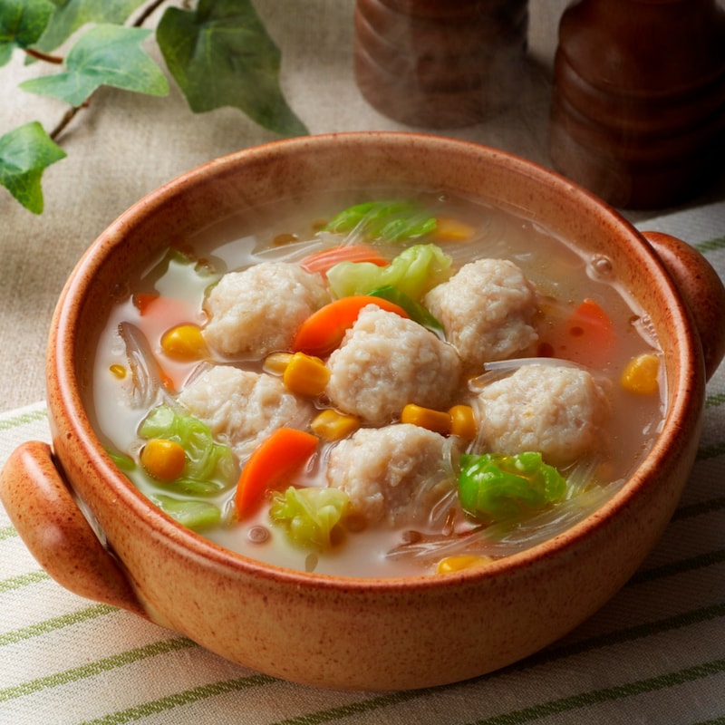 みつせ鶏のふわふわだんごと白湯スープ