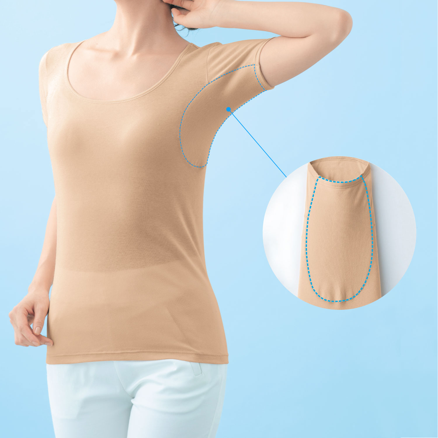 【ベルメゾン】綿素材の汗取りインナー(半袖タイプ)