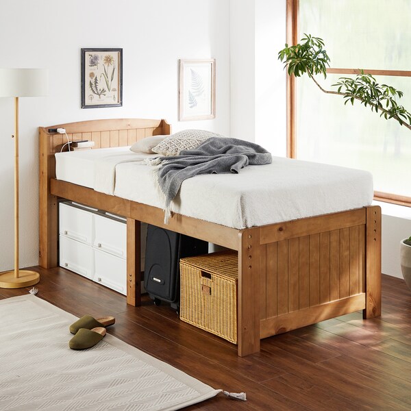 【ベルメゾン】床板高めの高さ調節式カントリー調すのこベッド