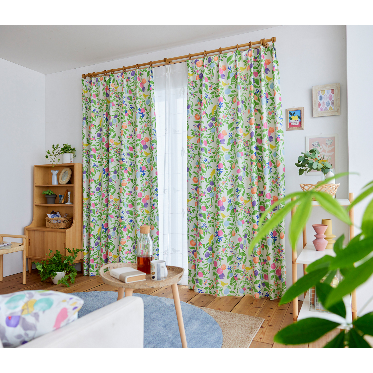 【ベルメゾン】【58サイズ】 華やかなリーフ柄の遮光カーテン(フルーツトリ) 【ベルメゾン】【58サイズ】 華やかなリーフ柄の遮光カーテン(フルーツトリ)