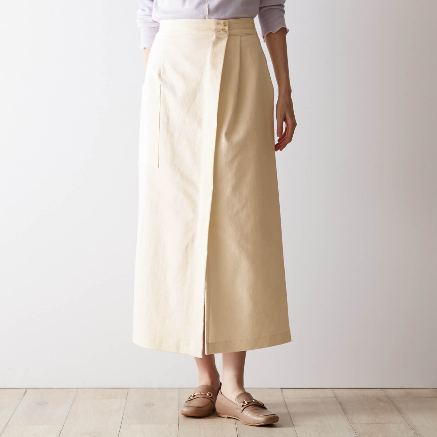 サイドポケットセミAラインスカート【透けにくい】（フレア/ギャザー 
