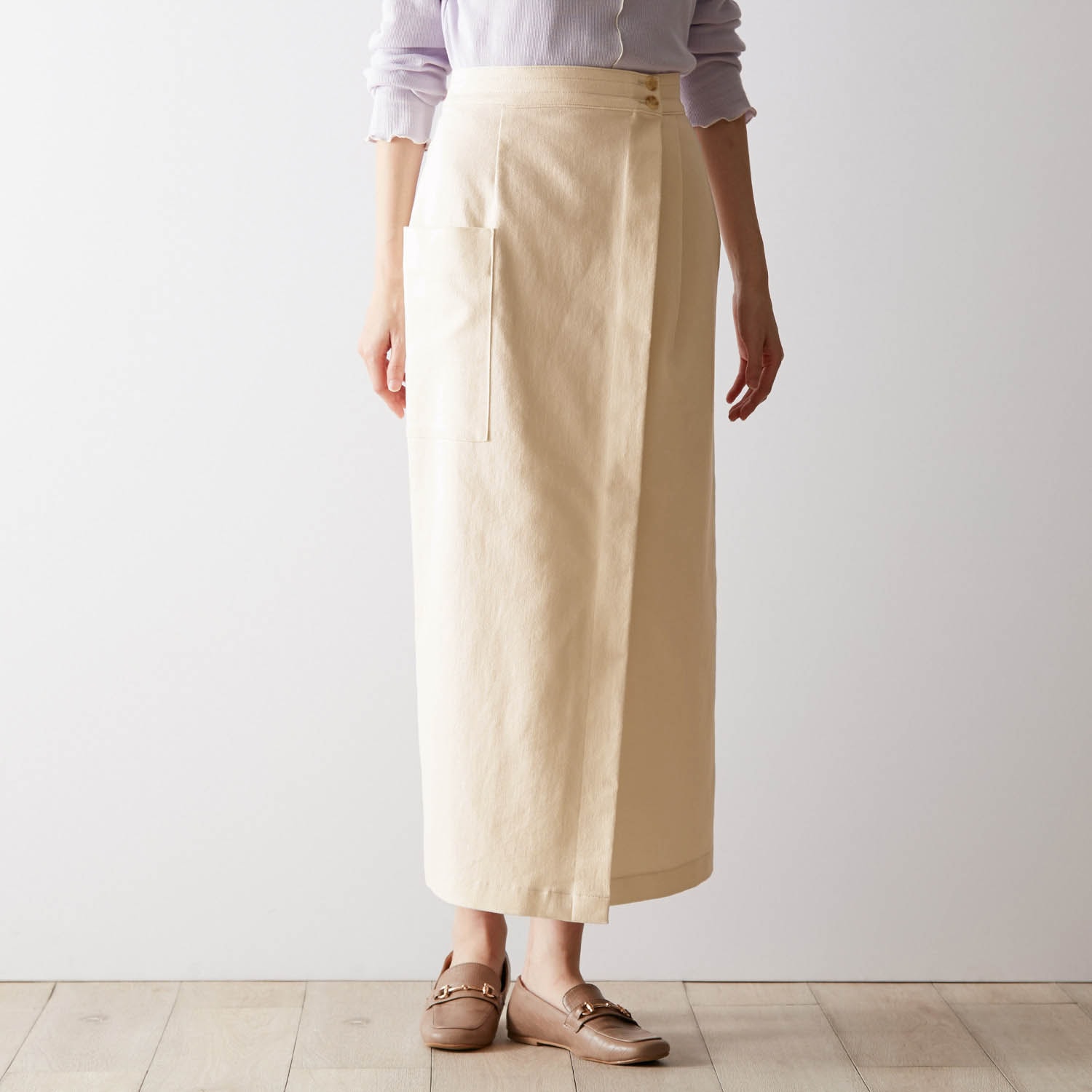 サイドポケットセミAラインスカート【透けにくい】（フレア/ギャザー