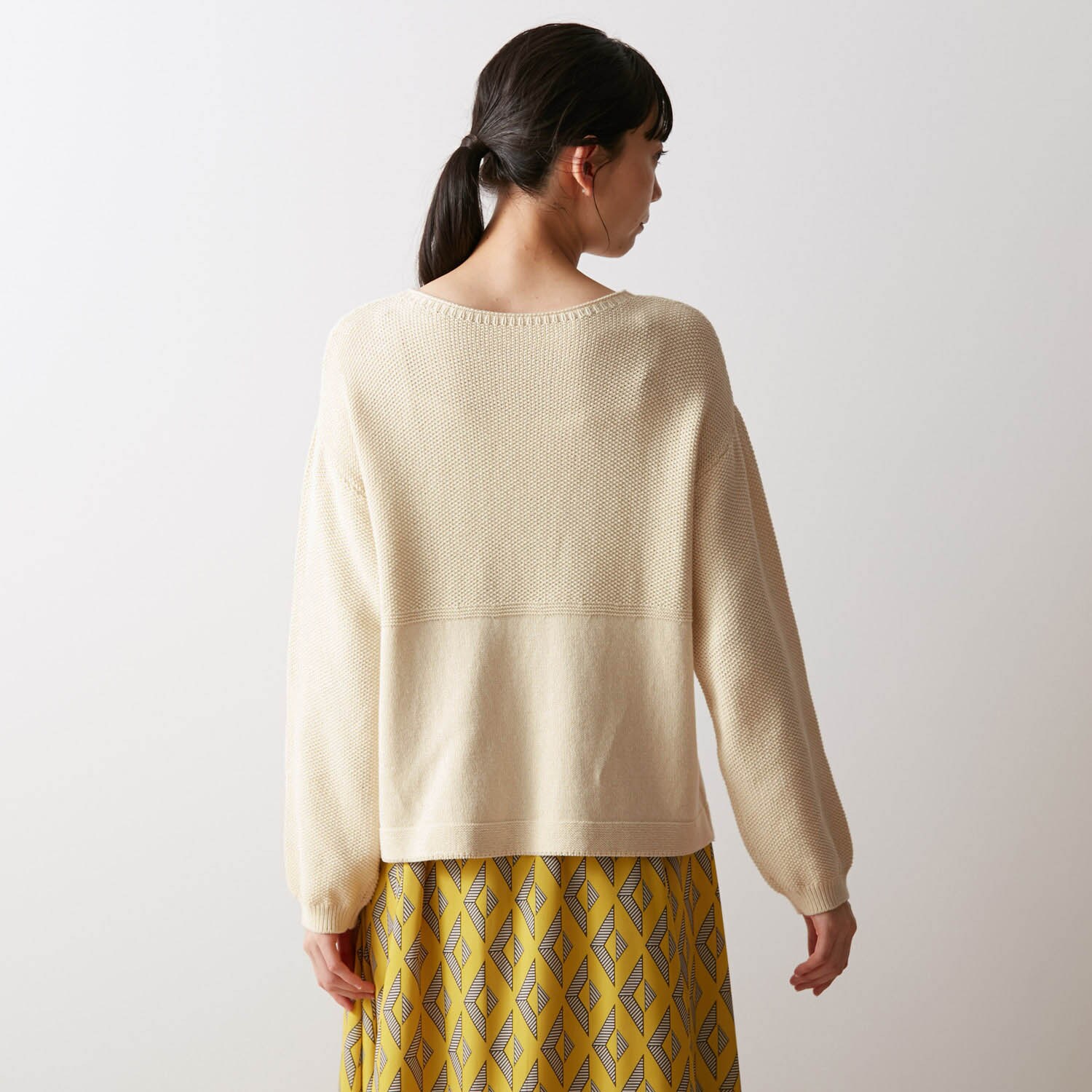 美品 手編み ニット 編み込みセーター 鹿子編み ショート丈 フリーサイズガーリーセーター