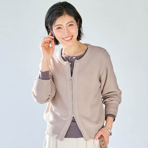 【新色追加】 綿混ニットブルゾン［日本製］