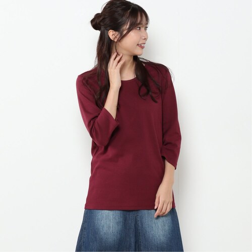 万能春インナー◎スムースクルー7分袖Tシャツ