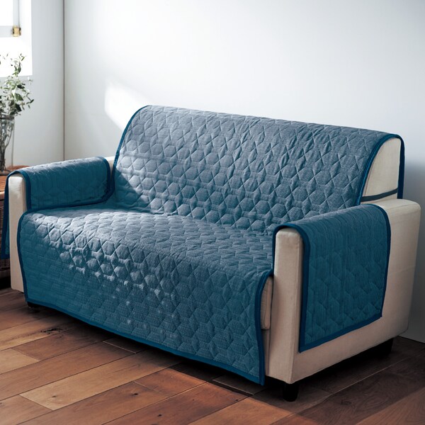 【ベルメゾン】簡単に装着・さらっと素材の肘掛け付きソファーカバー