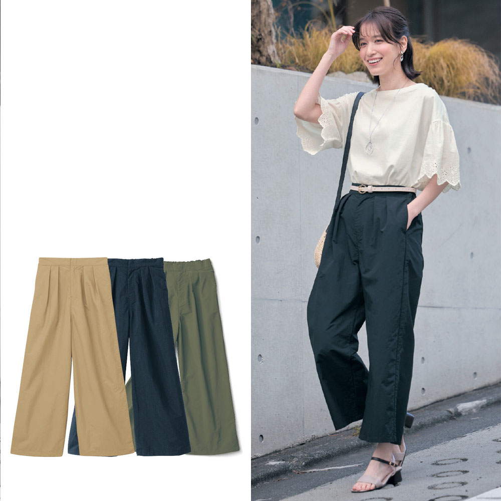 【ジータ/GITA】【7月2日までお得】 乾きやすい接触冷感ワイドパンツ