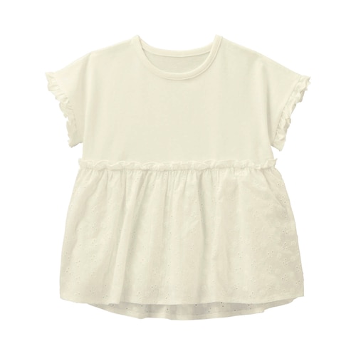 花カットレース切替えチュニック 【子供服 半袖】