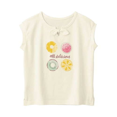 リボンデザインフルーツ柄フレンチスリーブＴシャツ 【子供服 半袖】