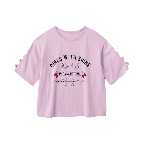 レースアップ袖デザインＴシャツ 【子供服 半袖】