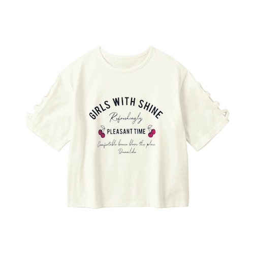 レースアップ袖デザインＴシャツ 【子供服 半袖】