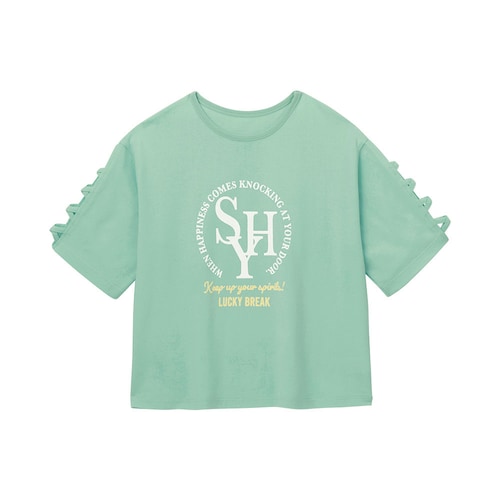 レースアップ袖デザインＴシャツ 【子供服 半袖】