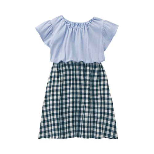 肩フリルガーゼドッキングワンピース 【子供服 半袖】