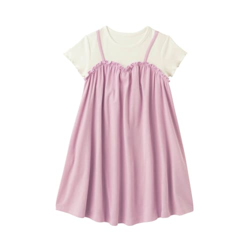 バックリボンキャミドッキングワンピース 【子供服 半袖】