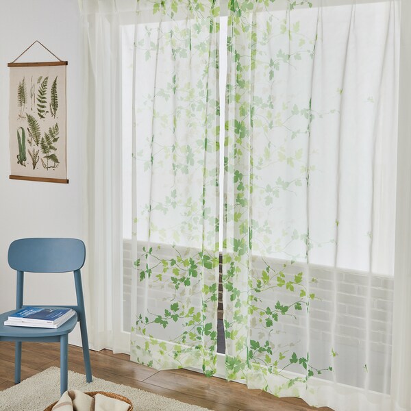 【ベルメゾン】【99サイズ】 1枚絵のようなプリントボイルカーテン