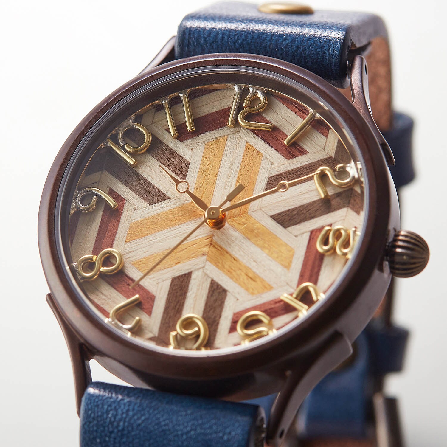 寄木細工の腕時計