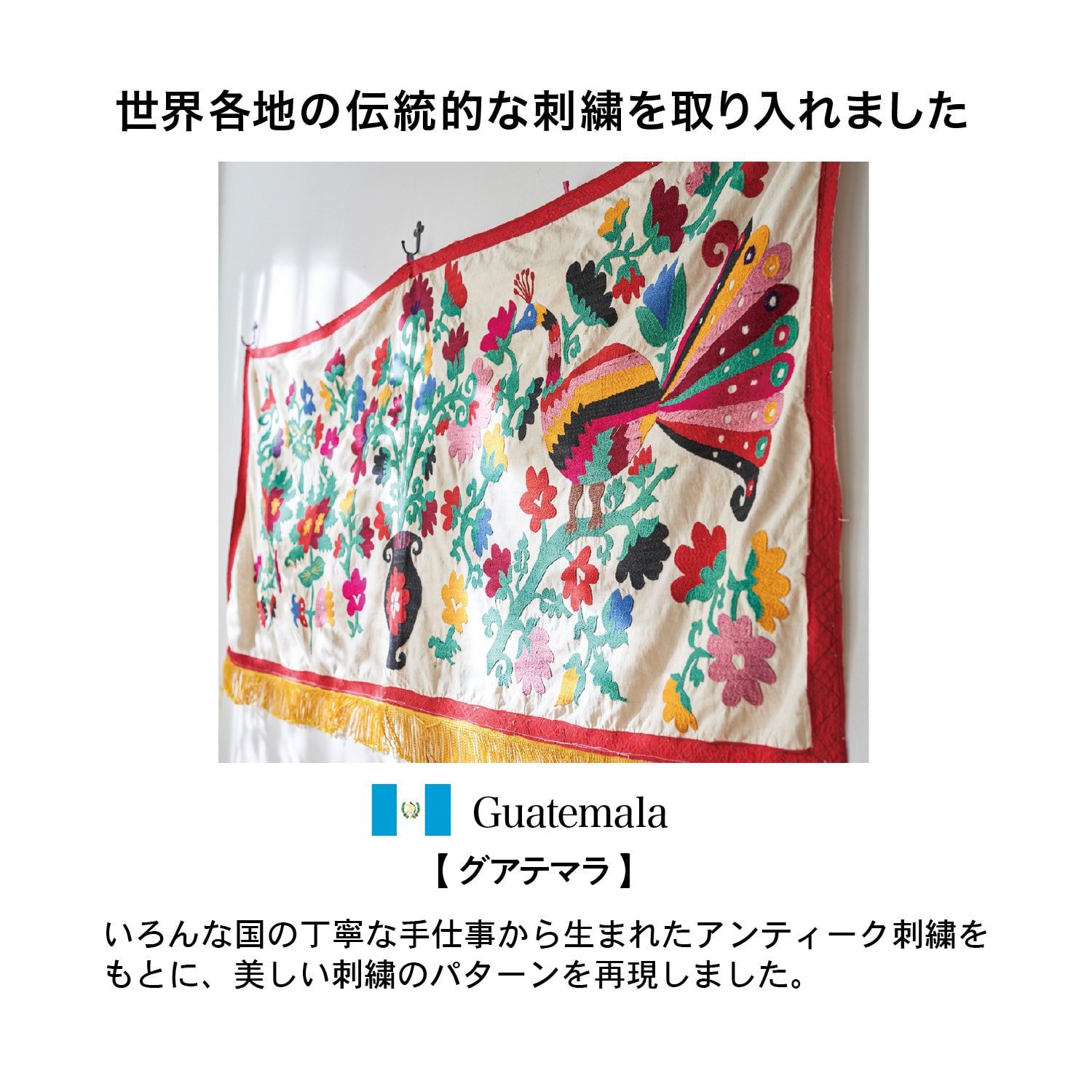 グアテマラの鳥の刺繍を再現したクッションカバー（クッションカバー/座布団カバー）｜通販のベルメゾンネット