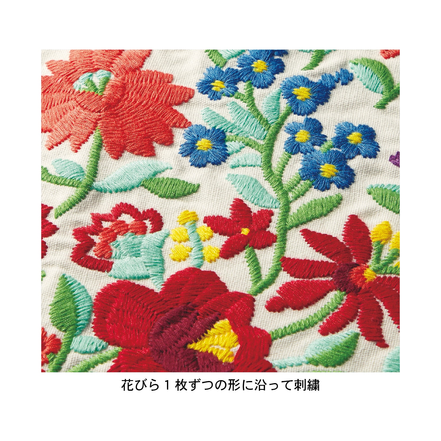 ハンガリーのカロチャステッチ刺繍を再現したクッションカバー