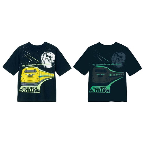 【5月29日までタイムセール】 薄くて涼しい蓄光プリント５分袖Tシャツ「新幹線シリーズ」 【子供服】