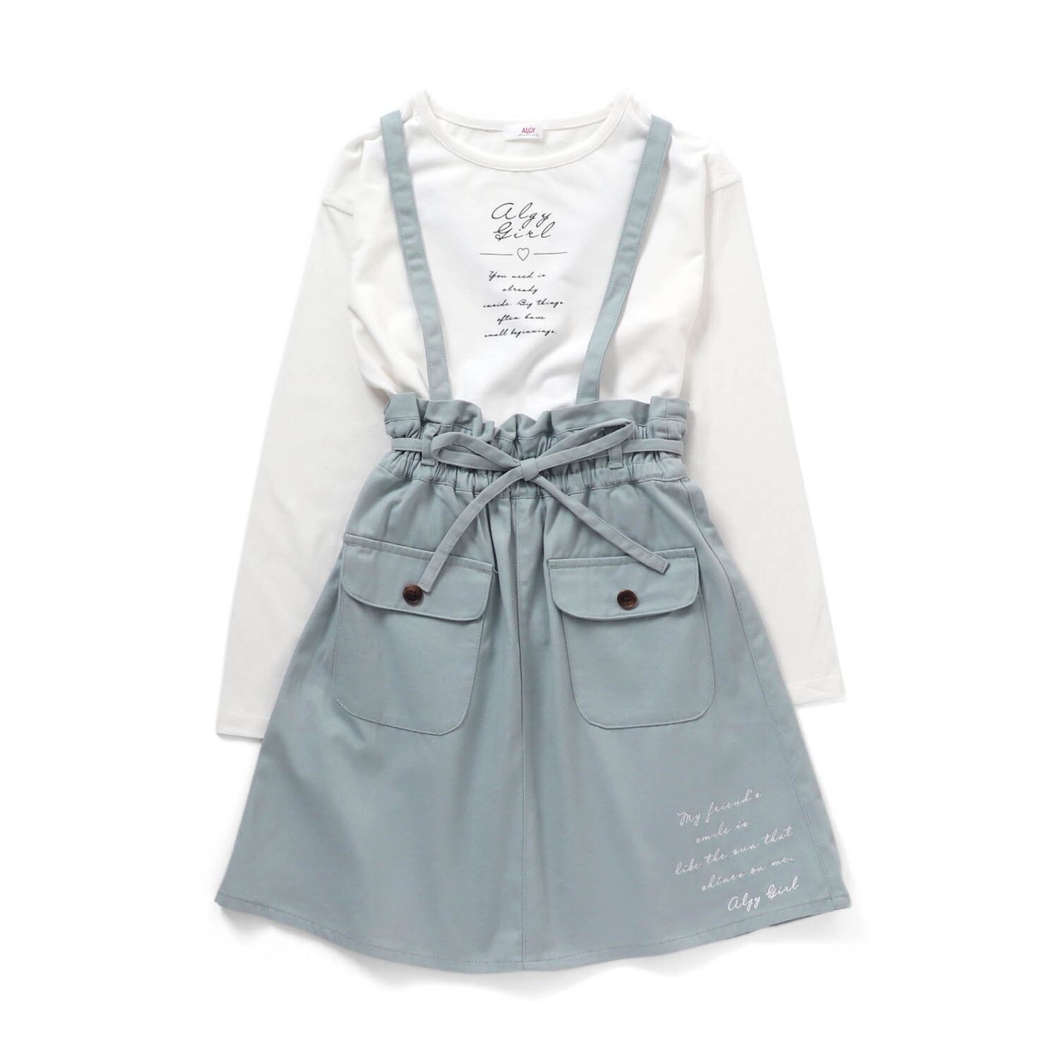 今だけスーパーセール限定 ロンT ジャンスカセット 女の子 ALGY アルジー 子供服 キッズ ベビー ロンT白 ロンT黒 スカート セット かわいい  秋 秋物 新作 エフオー FO △△ g425012 kumarika.com