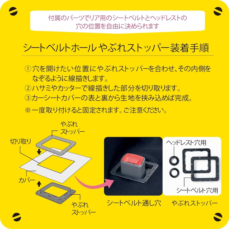 リア用は、やぶれストッパー付き