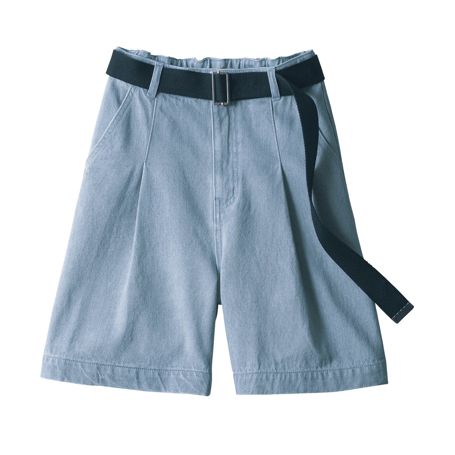 【パペル ラピス/Papel lapiz】ベルト付きワイドレッグデニムショートパンツ(ウエスト調節可) 【子供ズボン】