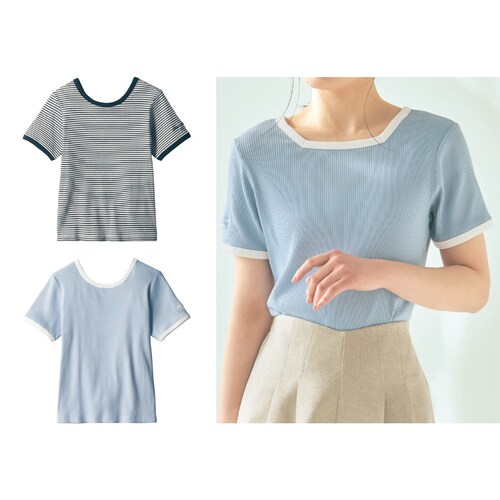 前後2WAYネックリブTシャツ 【子供服 半袖】