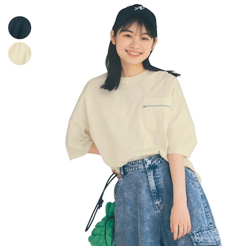 ジップポケット付きハーフスリーブTシャツ 【子供服 半袖】