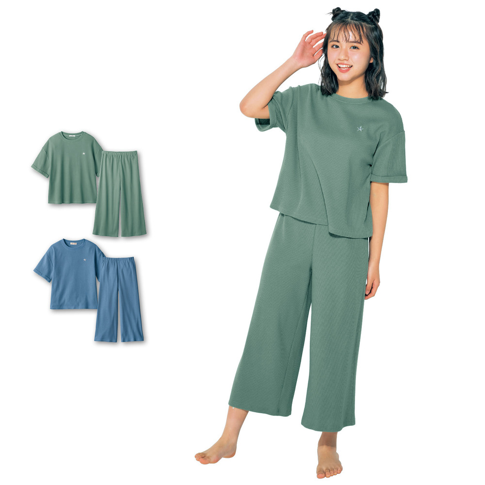 【パペル ラピス/Papel lapiz】ワッフル半袖パジャマ 【子供パジャマ】 【パペル ラピス/Papel lapiz】ワッフル半袖パジャマ 【子供パジャマ】