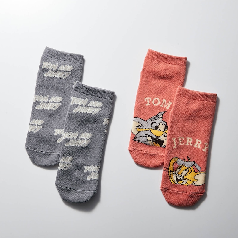 【トムとジェリー/TOM and JERRY】スニーカー丈ソックス2柄セット「トムとジェリー」 【トムとジェリー/TOM and JERRY】スニーカー丈ソックス2柄セット「トムとジェリー」