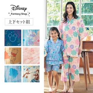 【ディズニー/Disney】日本の夏に最適!レディースダブルガーゼかぶり甚平パジャマ(選べるキャラクター)