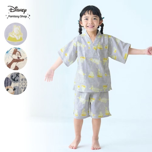 子どもの夏が輝く！ 家族でリンクキッズダブルガーゼかぶり甚平パジャマ（選べるキャラクター）