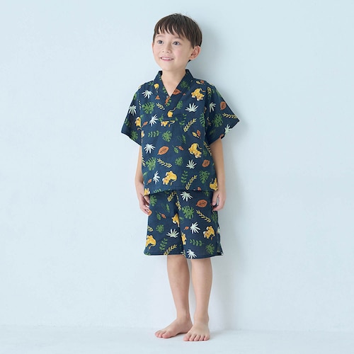 【新柄登場】子どもの夏が輝く！ 家族でリンクキッズダブルガーゼかぶり甚平パジャマ（選べるキャラクター）（ディズニー/Disney）