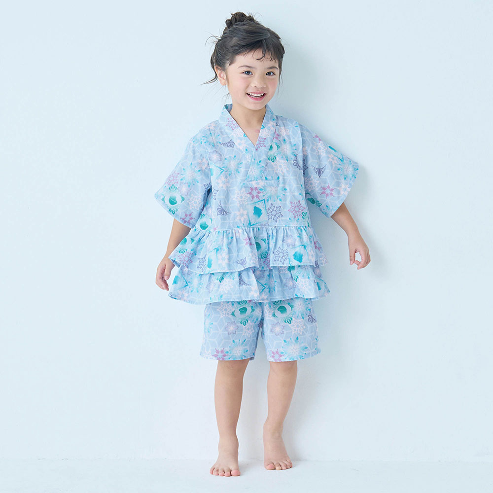 【新柄登場】 家族でリンクキッズダブルガーゼかぶりフリル甚平パジャマ(選べるキャラクター)(ディズニー/Disney) 【新柄登場】 家族でリンクキッズダブルガーゼかぶりフリル甚平パジャマ(選べるキャラクター)(ディズニー/Disney)